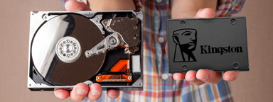 An SSD and an HDD for comparison