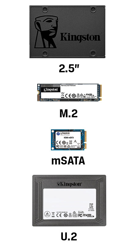 さまざまなフォームファクタの Kingston SSD