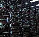 数据中心中服务器机架上的视频游戏和电子竞技图示图标