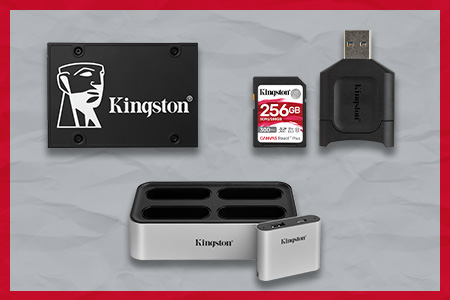 Kingston Workflow Station und Lesegeräte, Canvas React Plus SD und micro SD Speicherkarten mit Lesegeräten und KC600 SSD