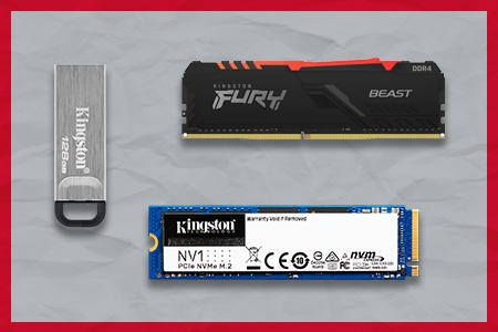 Kingston DT Kyson USB Flash Bellek, FURY Beast DDR4 RGB RAM ve NV1 SSD