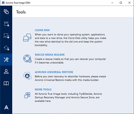 снимок экрана программного обеспечения Acronis