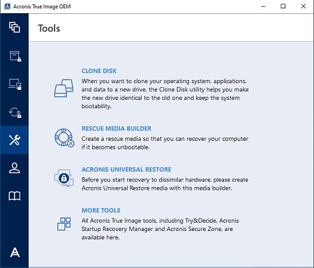 Screenshot del software Acronis