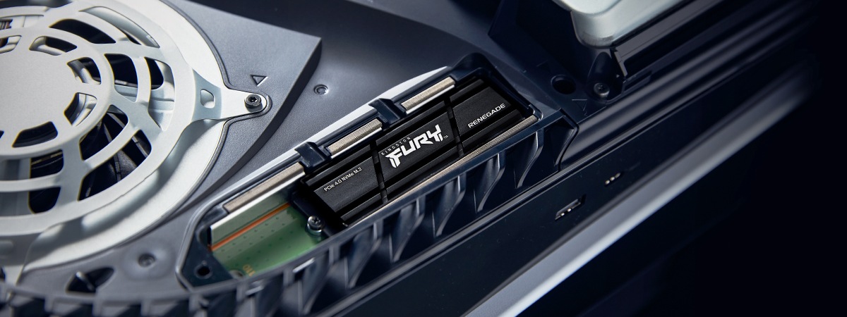 Kingston FURY Renegade SSD heatsink installed in a PS5 Console