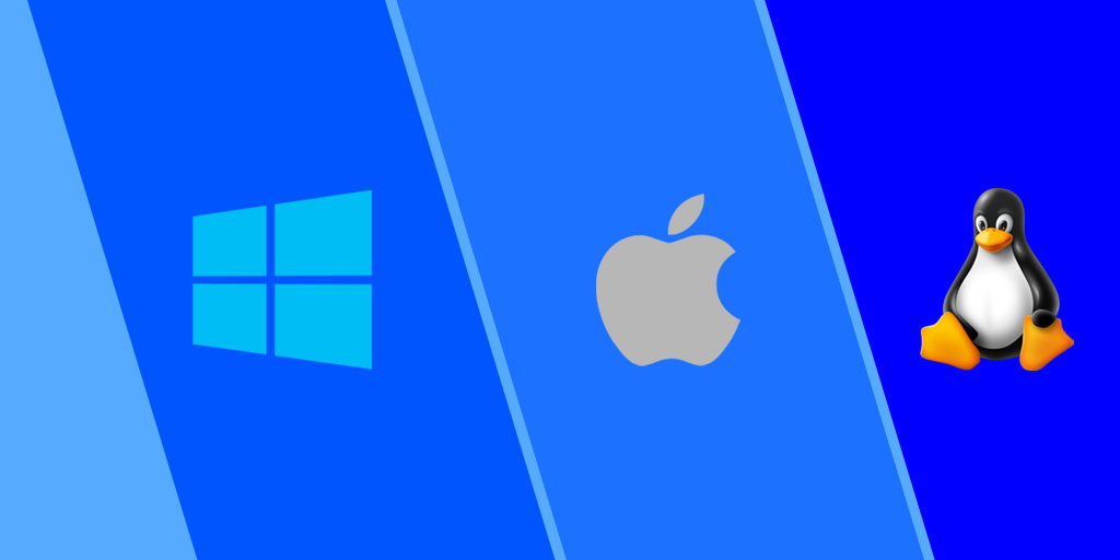 Los logotipos de Windows, Apple y Linux.