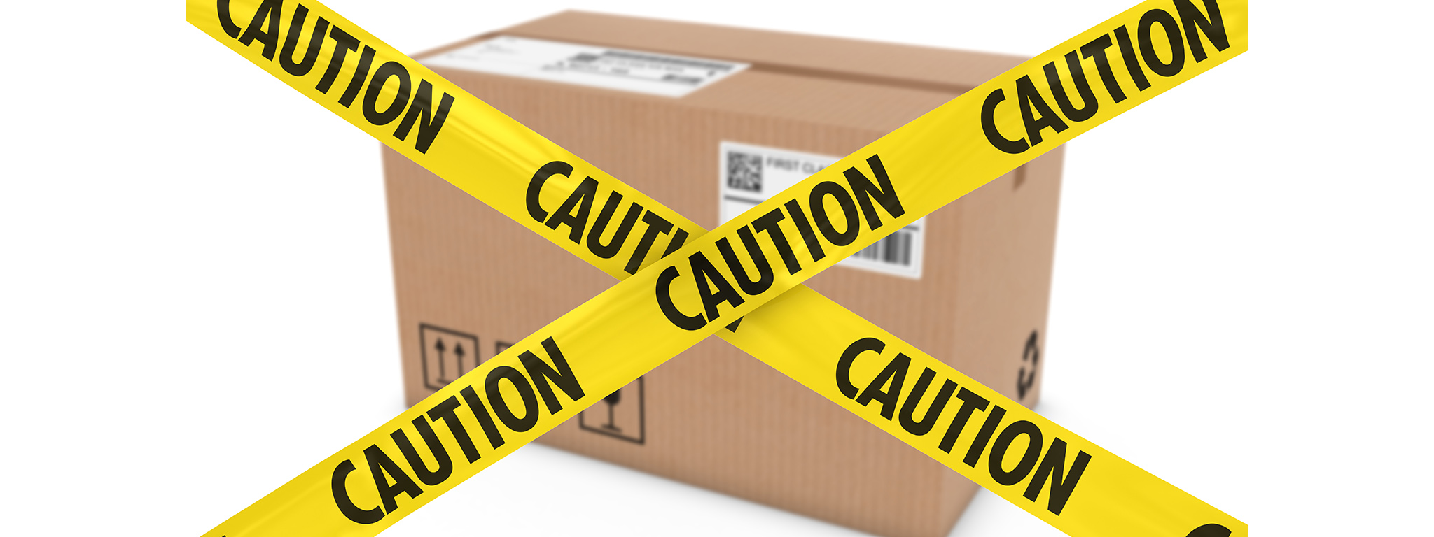 Shipping box with caution tape