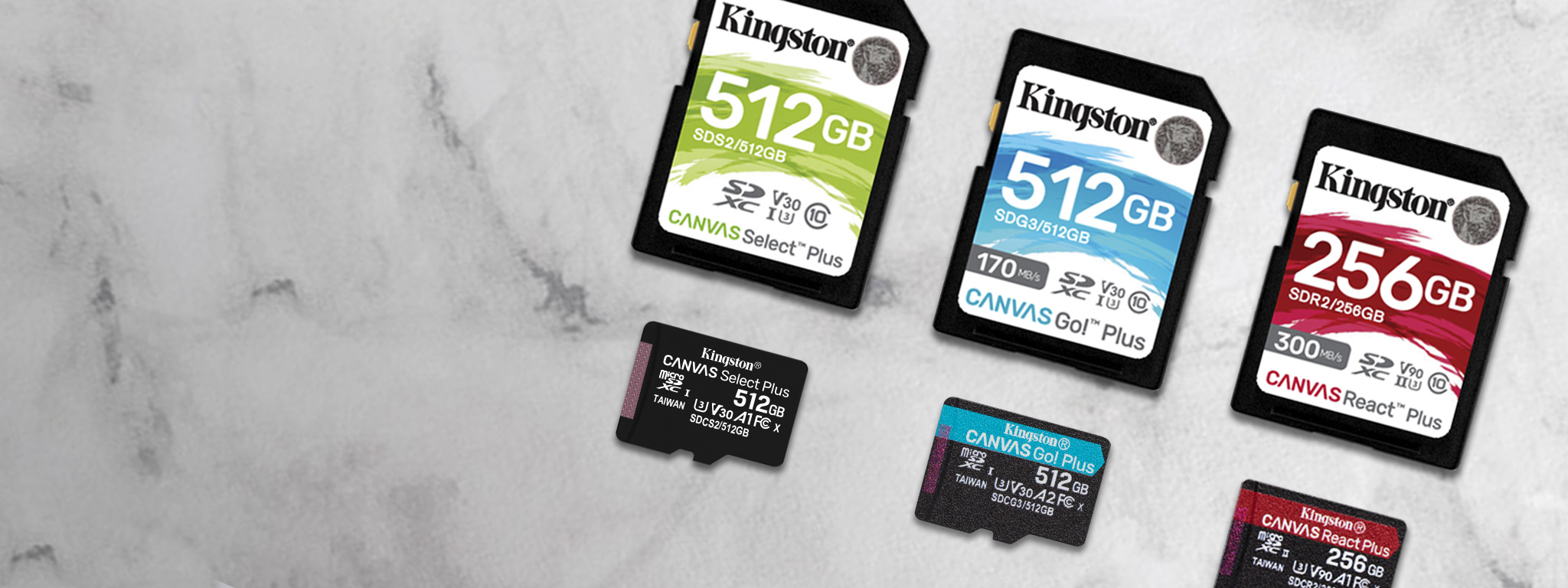 SD and microSD cards of various speed classes