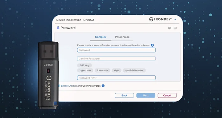 Schermata inserimento password di LP50G2