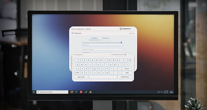Schermata di una tastiera virtuale per immettere la password