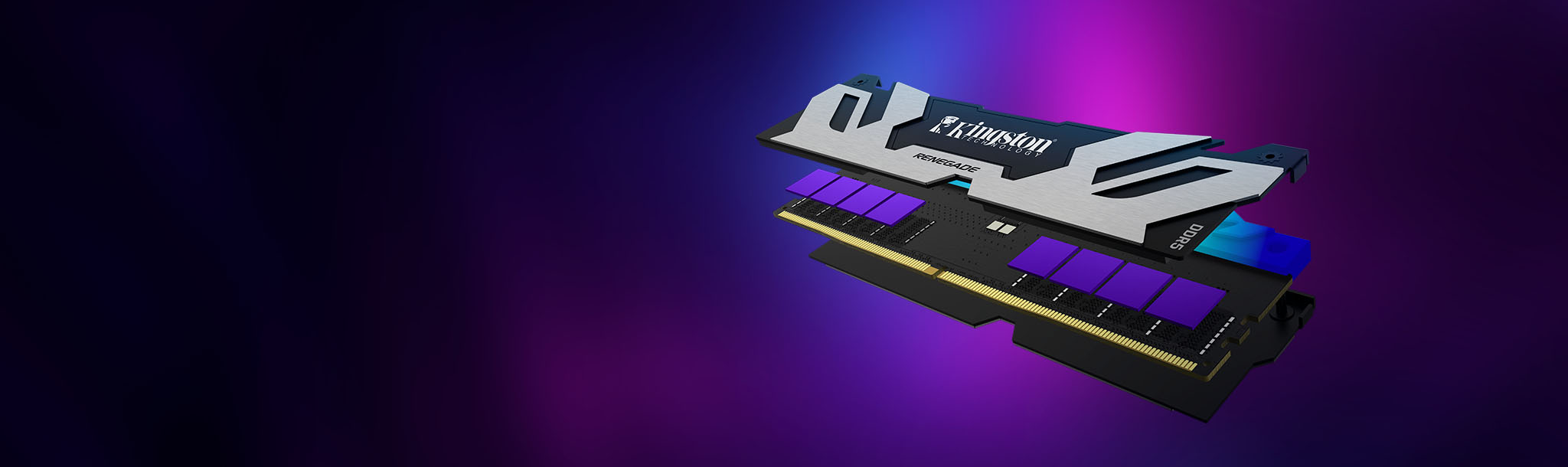 [Kingston Renegade DDR5 RGB bellek modülünün parçalanmış görünümü