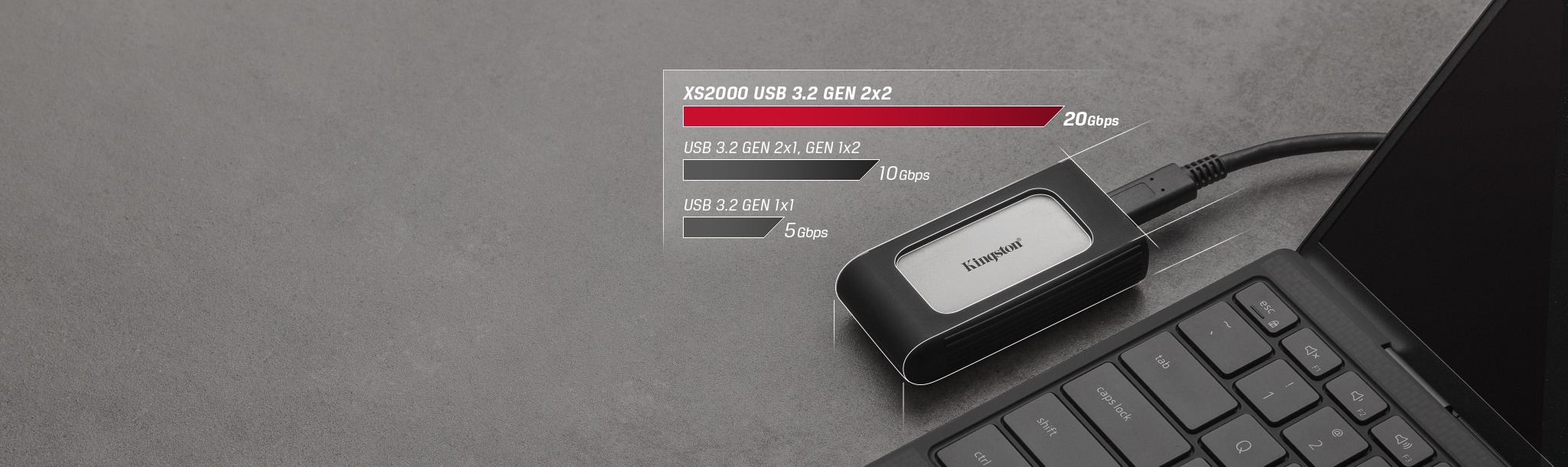 Kingston XS2000 - SSD - 4 TB - externo (portátil) - USB 3.2 Gen 2x2 (USB-C conector) - - en Elite Center