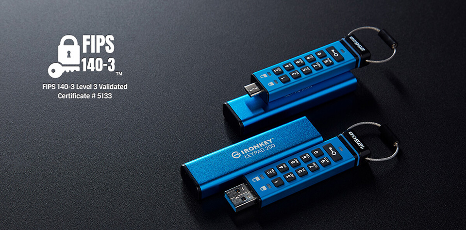 Kingston IronKey Keypad 200シリーズ、NIST FIPS 140-3 レベル3認証を取得
