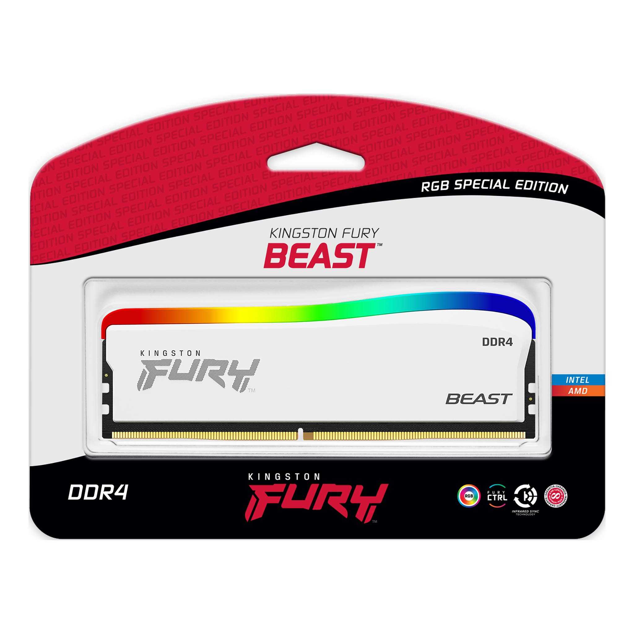 DDR4 Kingston Fury Beast RGB - 32 Go (2 x 16 Go) 3600 MHz - CAS 18 - DDR4 -  Top Achat
