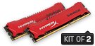 HyperX Savage Memory Red       -  16GB Kit*(2x8GB) -  DDR3 1866MT/s Intel XMP CL9 DIMM