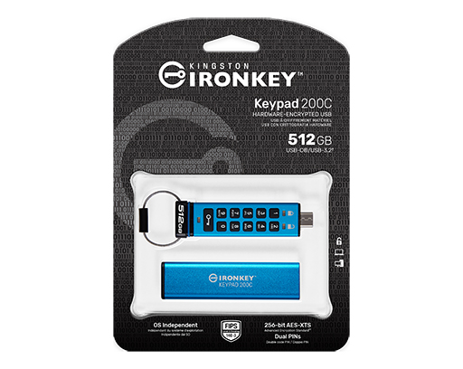 Pendrive criptografado série Kingston IronKey Keypad 200