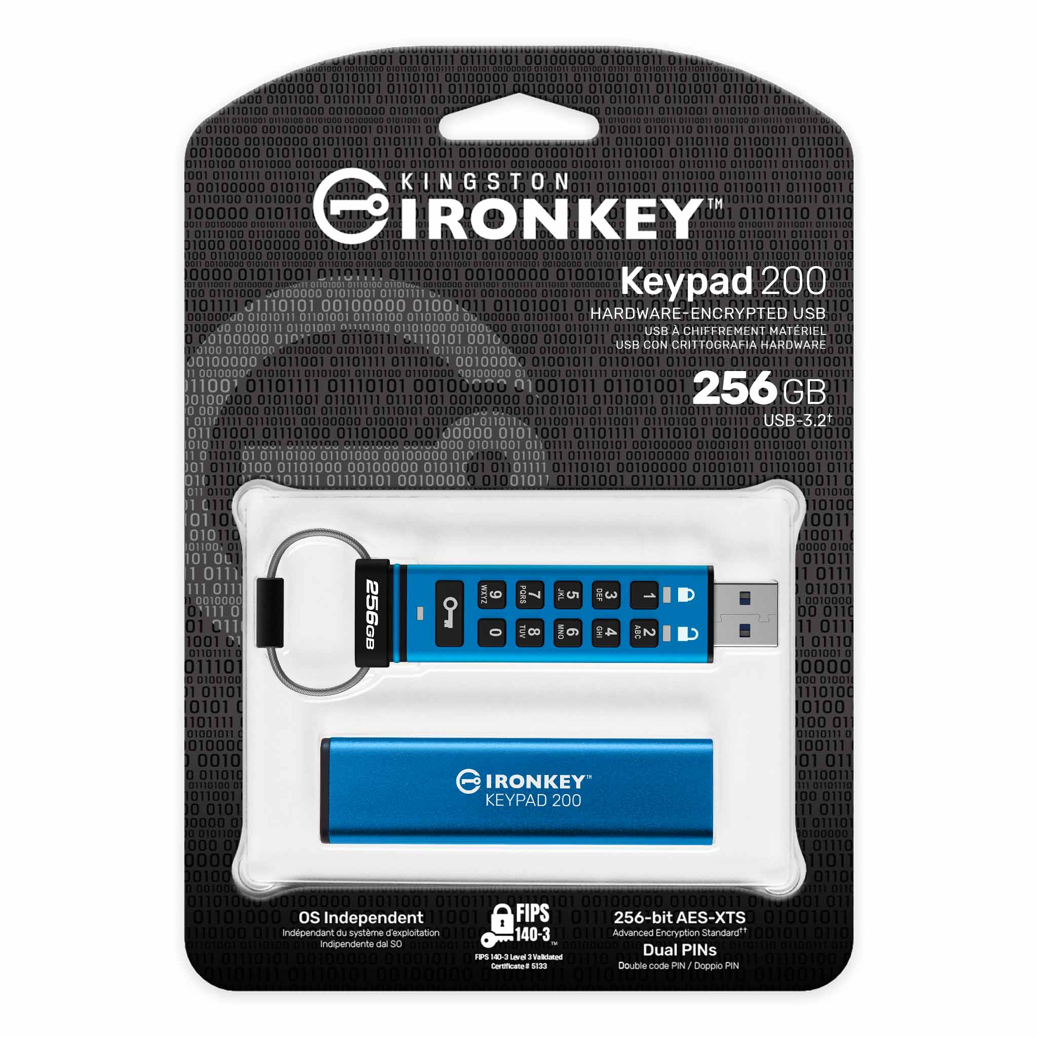 Kingston IronKey Keypad 200 シリーズ暗号化 USB フラッシュドライブ
