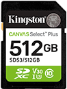 512GB SDXC Canvas Select Plus Gen3 150MB/s C10 UHS-I U3 V30