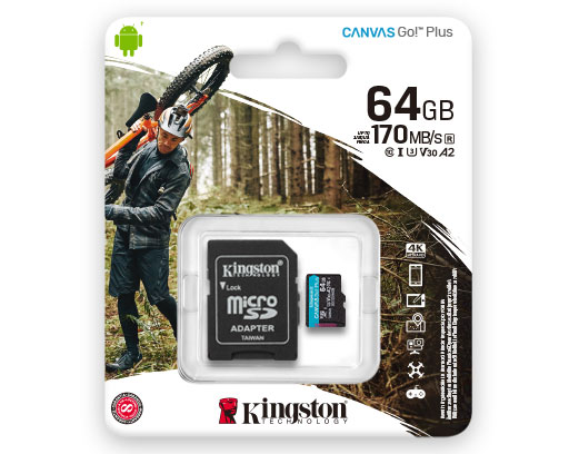 Kingston 64GB Micro SD+Adapter MicroSD Memory Handy Foto Video Speicherkarte 