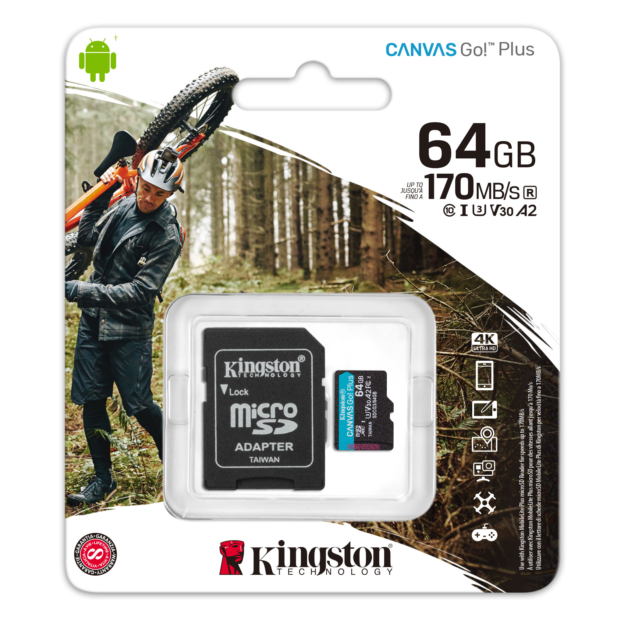 Tarjetas microSD Canvas Go! Plus Clase 10 Plus - V30, A2 - 64GB a