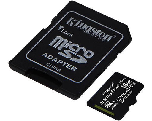 3x Karte,inkl. SD Adapter Kingston Canvas Select Plus microSD Speicherkarte SDCS2/16GB-3P1A Class 10 