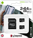 64GB micSDXC Canvas Select Plus 100R A1 C10 Two Pack +  Single ADP