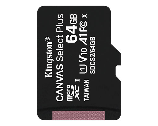 Canvas Select Plus microSD Card, A1, Class 10 UHS-I, 64GB to 512GB