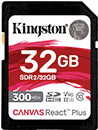 32GB Canvas React Plus SDHC UHS-II 300R/260W U3 V90 for Full HD/4K/8K