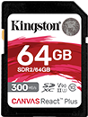 64GB Canvas React Plus SDXC UHS-II 300R/260W U3 V90 for Full HD/4K/8K