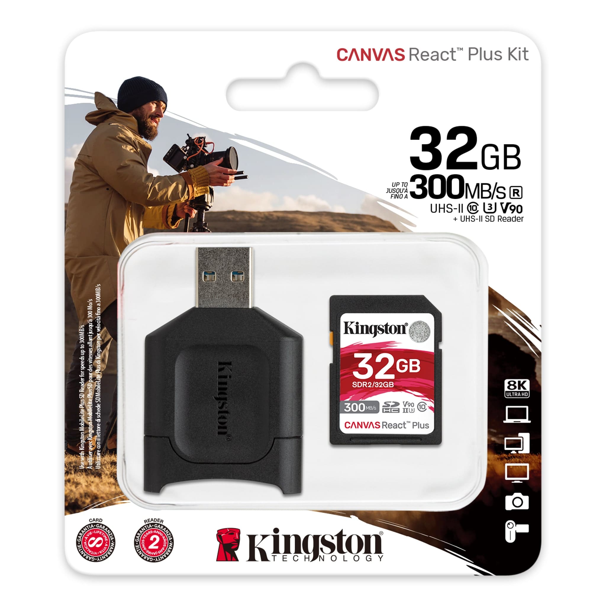 Canvas React Plus Class 10 SD カード – UHS-II、U3、V90 - 32GB 