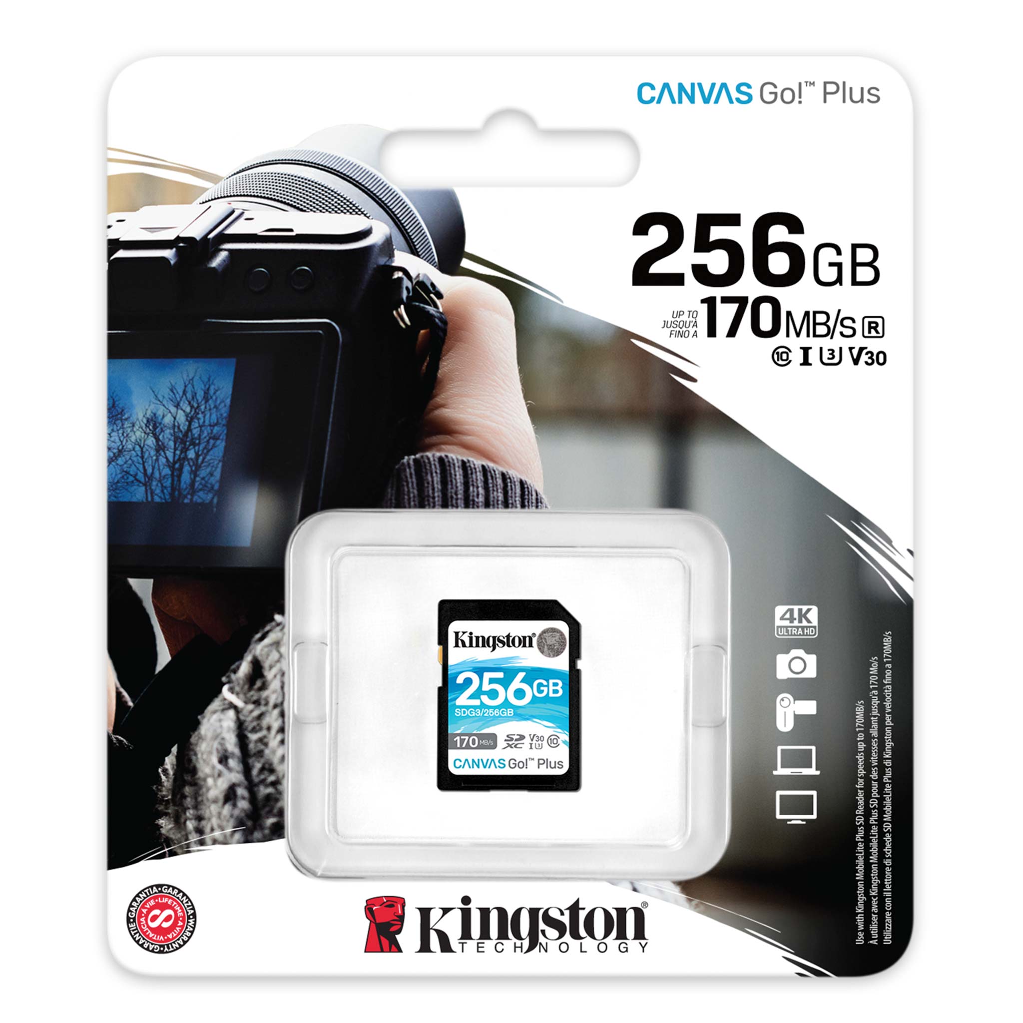Kingston Kingston 256Go Canvas Go Plus microSDXC V30 Class10 Carte Mémoire TF 170MB/s 