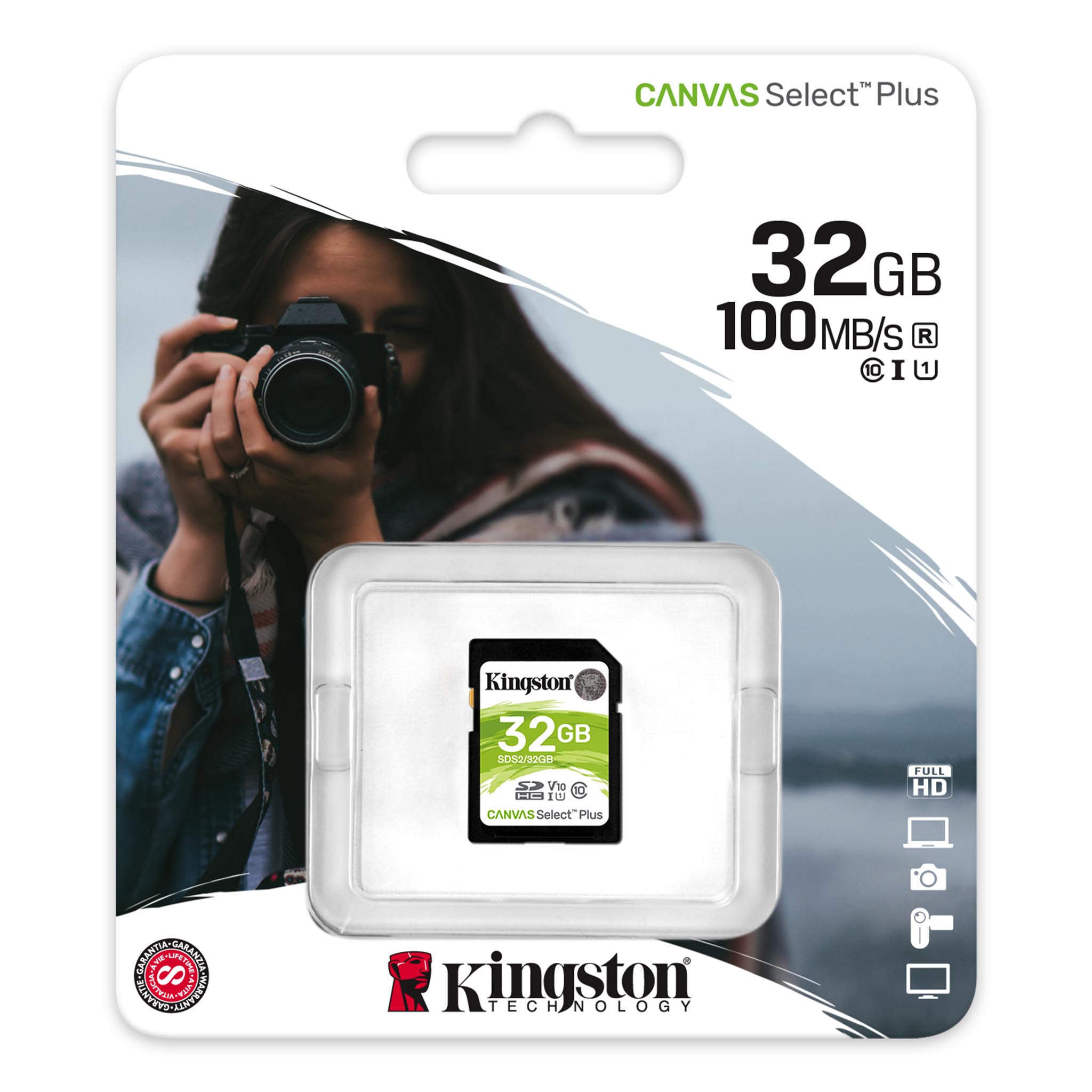 Canvas Select Plus SD Card, Class 10 UHS-I, 100MB/s, 32GB to 512GB 