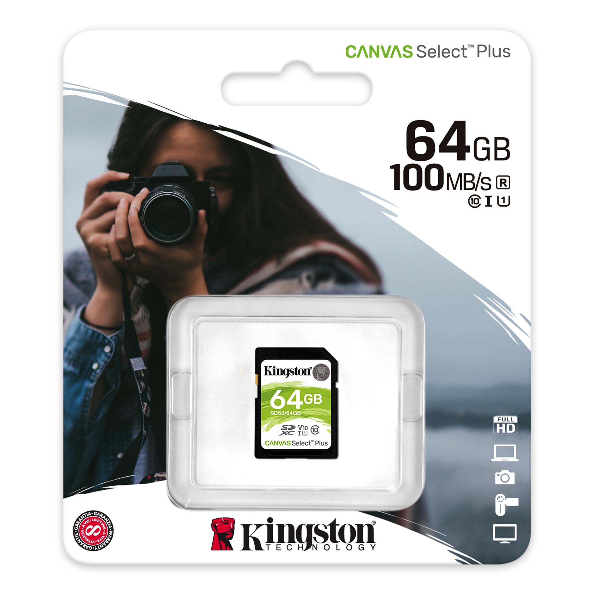 Kingston SD 16GB Canvas Farben K10 80MB/s Lesen 10MB/s Schreiben Karte Neu ct GR 
