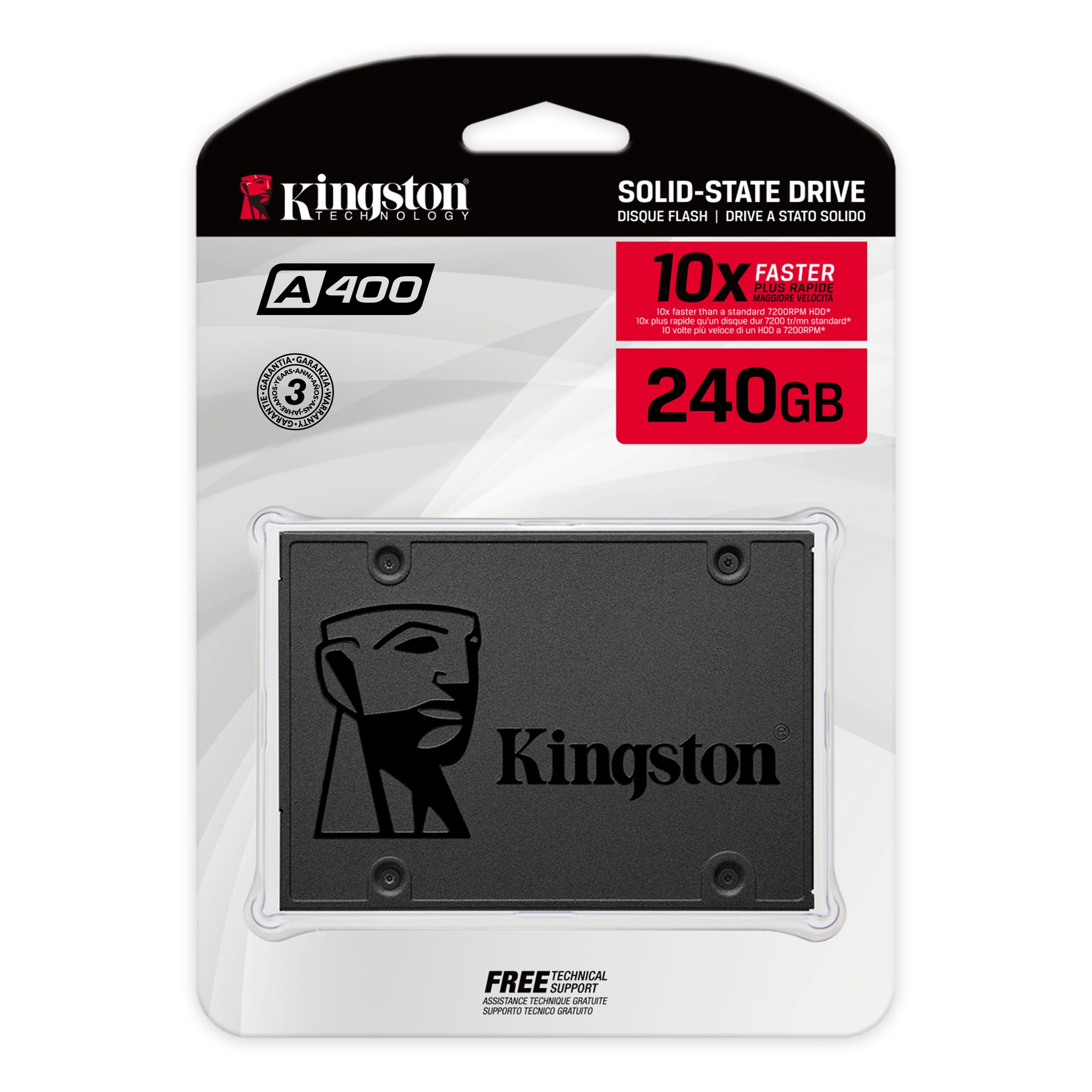 S SATA3 Kingston Disque Dur SSD 2,5 " Interne Solid 240GB Kingston A400 550/320 Mbs 