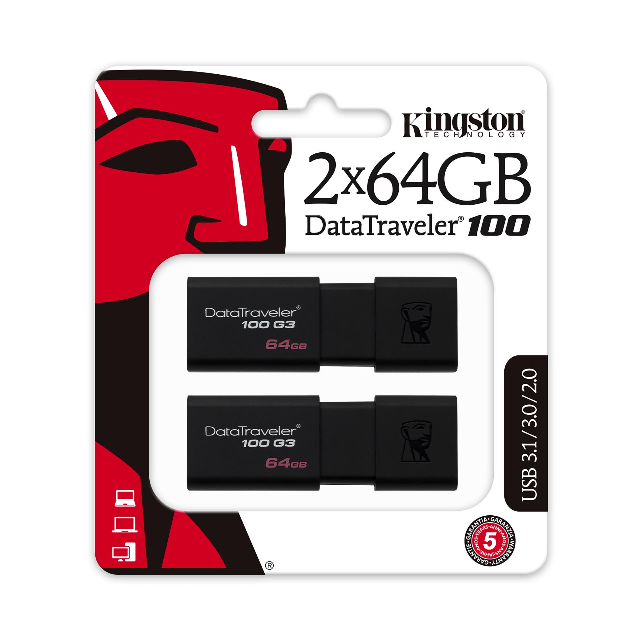 3.1 Flash Drive Kingston DT100G3//32GB DataTraveler 100 G3 USB 3.0 32 GB NOIR