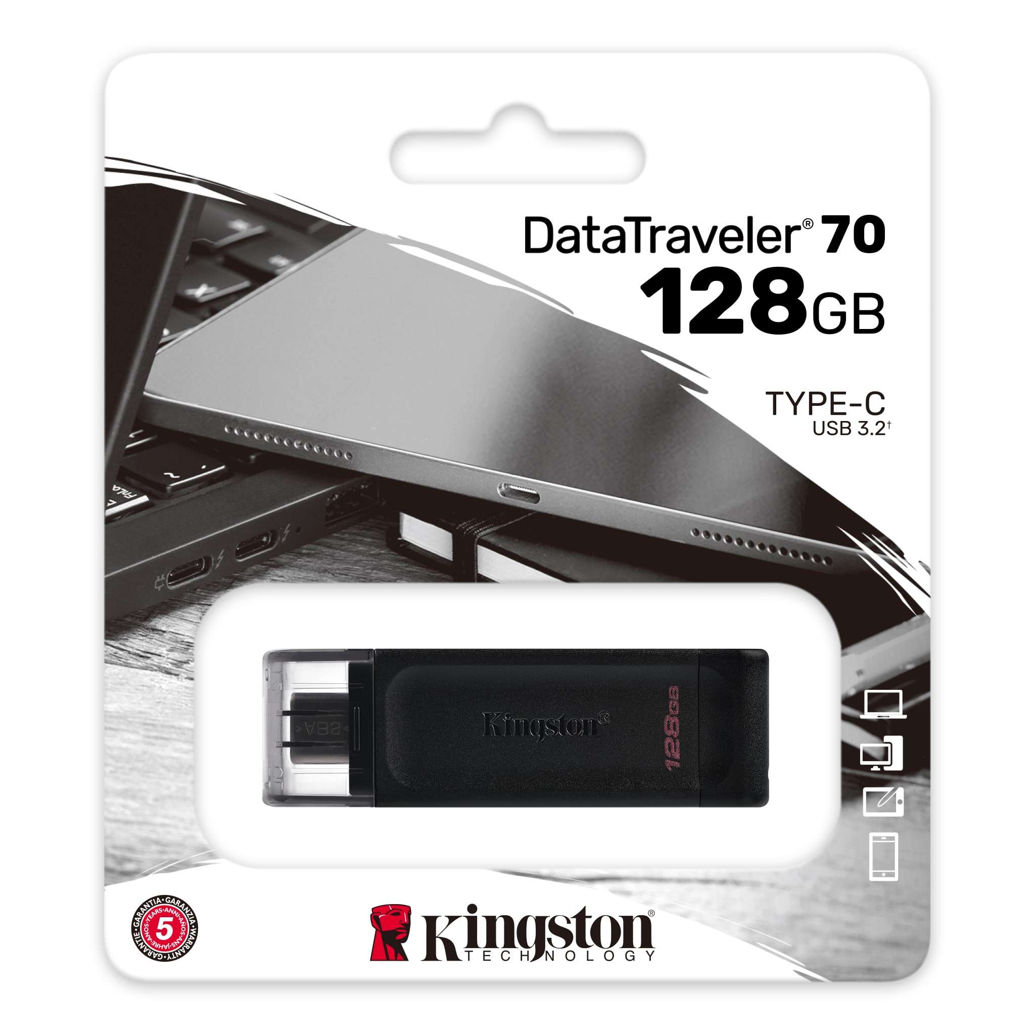 Katastrofe Skynd dig kom videre DataTraveler 70 USB-C Flash Drive – 32GB – 128GB - Kingston Technology
