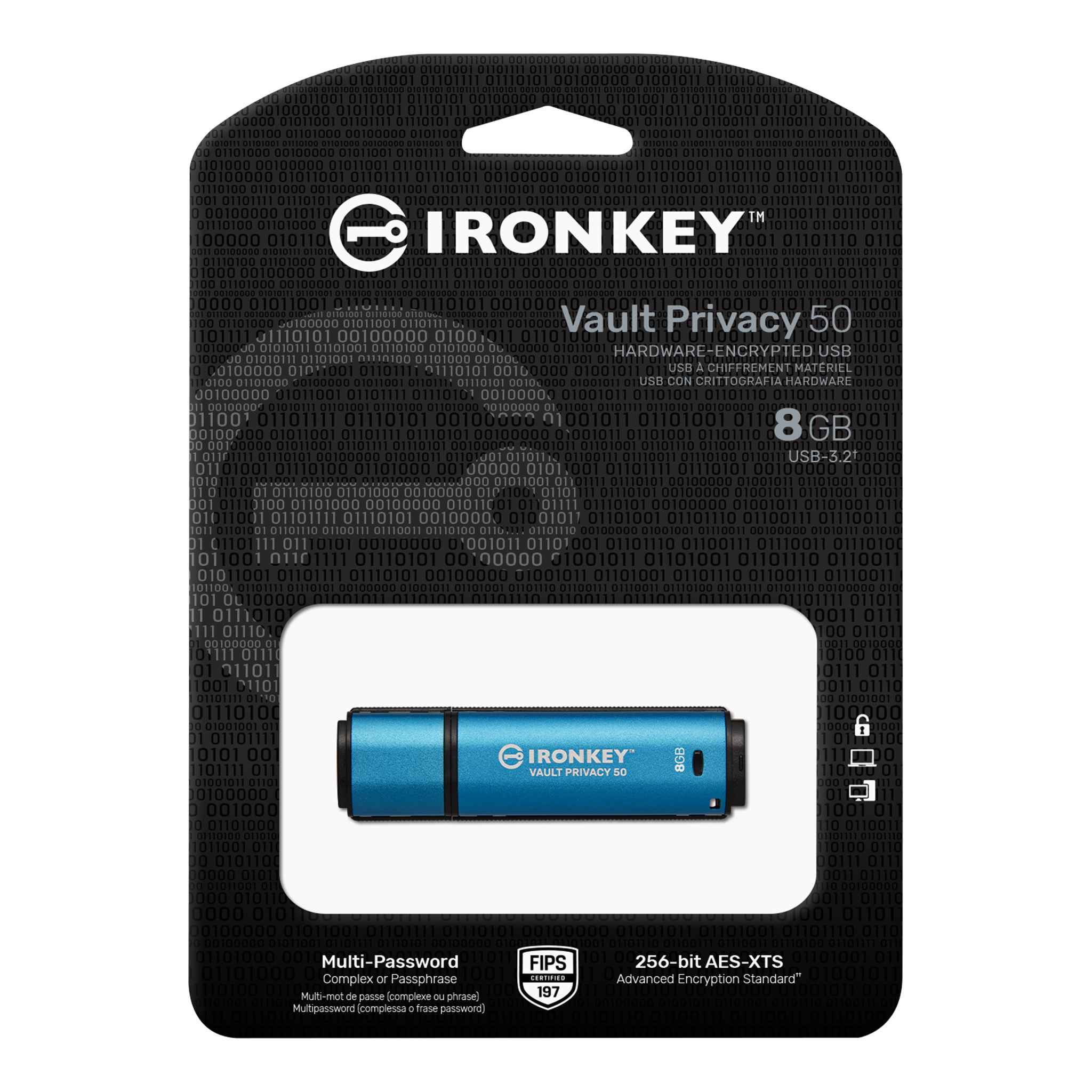 Clé USB Kingston IronKey Vault Privacy 3.2 Gen 1 - 8 Go-512 Go - Kingston  Technology