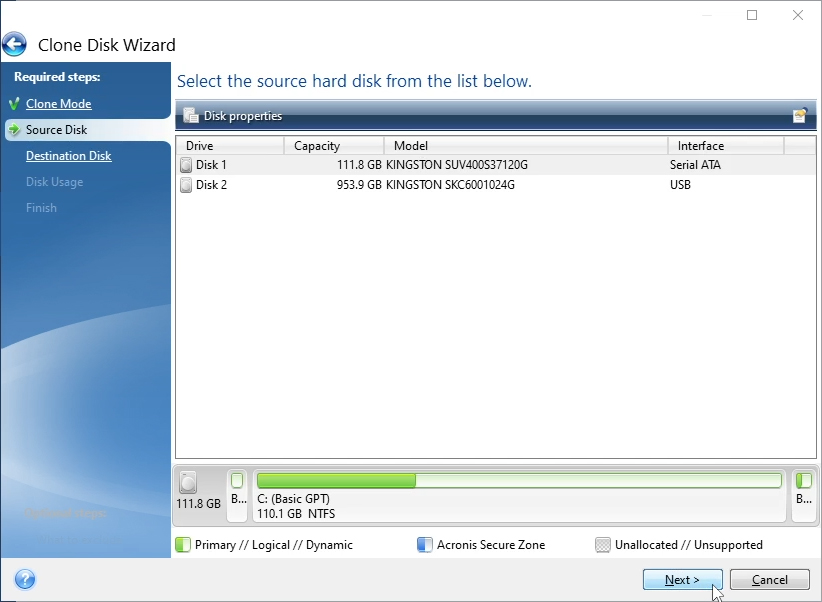 acronis true image clone bitlocker