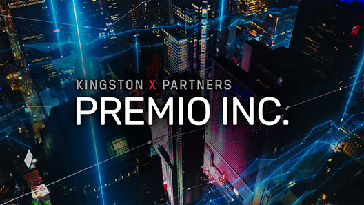 Il testo "Kingston X Partners, Primio Inc." con lo skyline del centro città per rappresentare le città intelligenti.