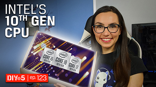 Trisha mit Intel Core i5, i7 und i9 Logos