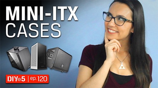 Trisha looking at a variety of ITX cases