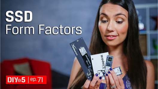 Trisha holding SSDs in a variety of form factors