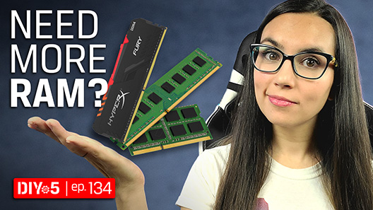 Trisha holding a variety of Kingston memory modules